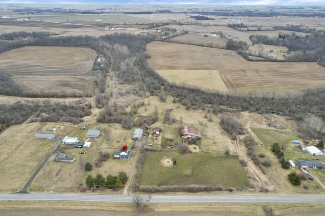 aerial view with a rural view