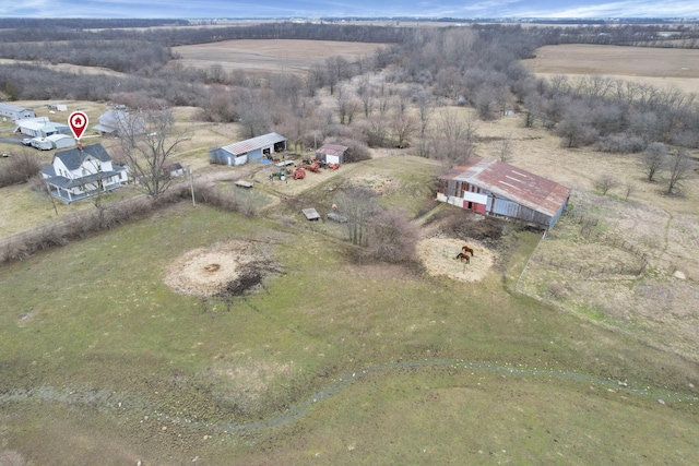 bird's eye view with a rural view