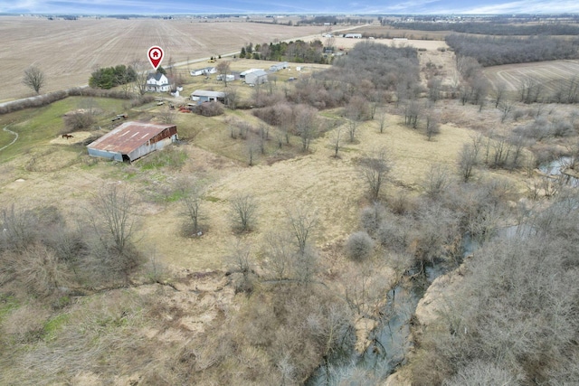 aerial view with a rural view