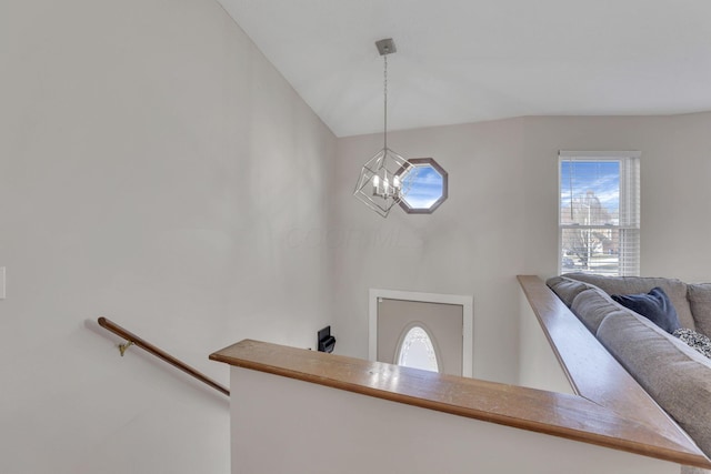 interior space featuring plenty of natural light and a chandelier