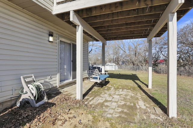 view of yard with a fenced backyard and a patio area