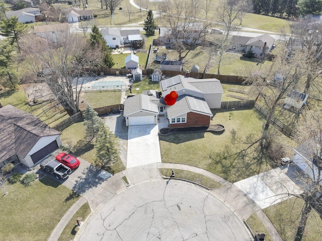 bird's eye view with a residential view