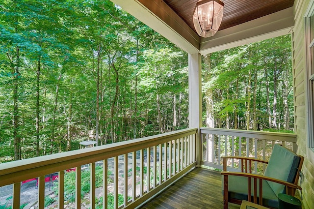 balcony with a wooded view