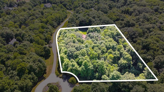 bird's eye view featuring a view of trees