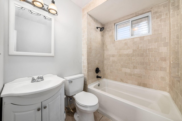 full bath featuring vanity, toilet, and shower / bathing tub combination