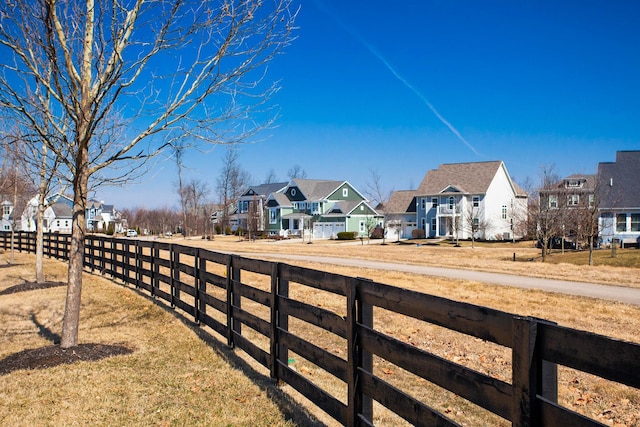 view of yard with fence and a residential view