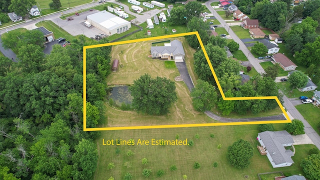 1025 Edison Ave, Marion, OH 43302 - aerial view of property and surrounding area with property boundaries highlighted