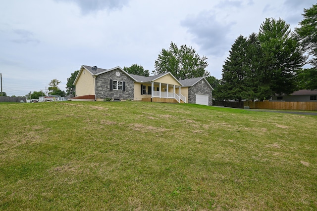 1025 Edison Ave, Marion, OH 43302 - ranch-style house featuring covered porch and stone siding
