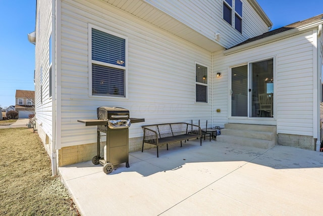 view of patio / terrace featuring entry steps and grilling area