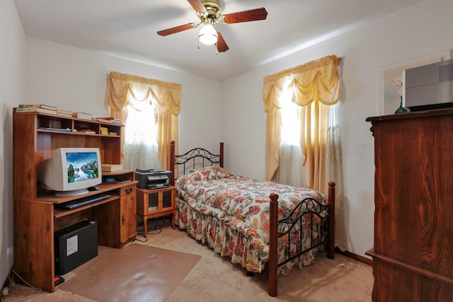 2639 Halleck Dr, Columbus, OH 43209 - bedroom with light colored carpet and a ceiling fan