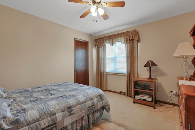 2639 Halleck Dr, Columbus, OH 43209 - bedroom featuring light carpet, baseboards, and a ceiling fan