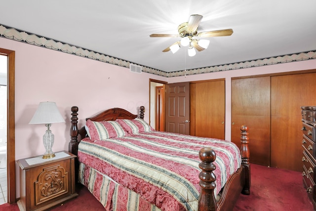 2639 Halleck Dr, Columbus, OH 43209 - carpeted bedroom featuring two closets and ceiling fan