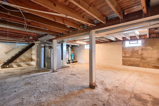 basement with water heater