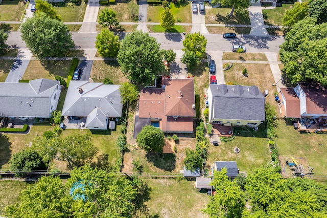 drone / aerial view with a residential view