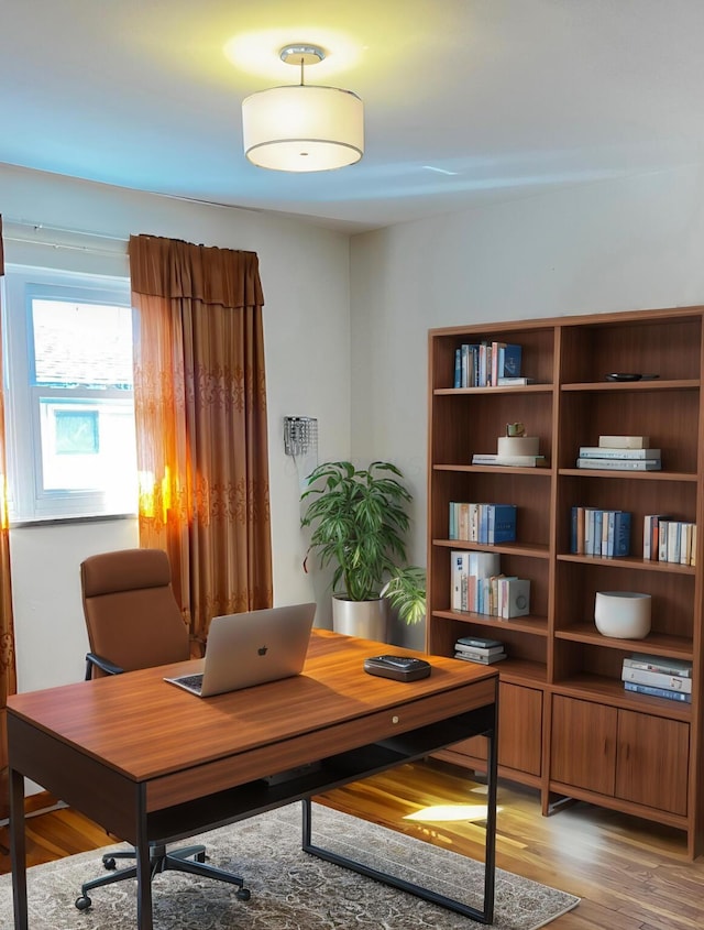 office space featuring light wood-type flooring