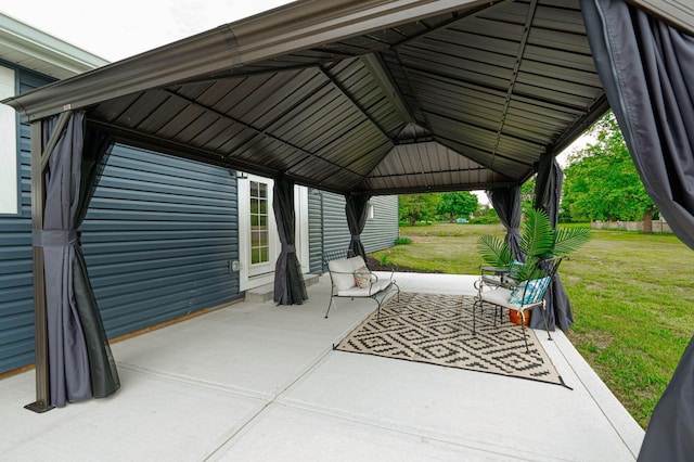 view of patio featuring a gazebo