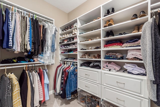 spacious closet with carpet floors