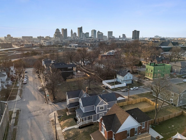 birds eye view of property featuring a view of city