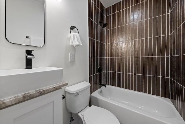 full bathroom with vanity, toilet, and shower / bath combination