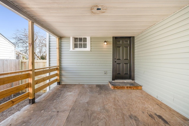 property entrance with fence