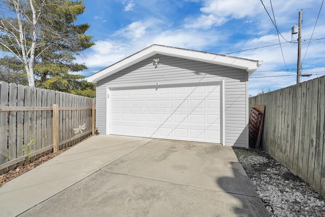 detached garage with fence