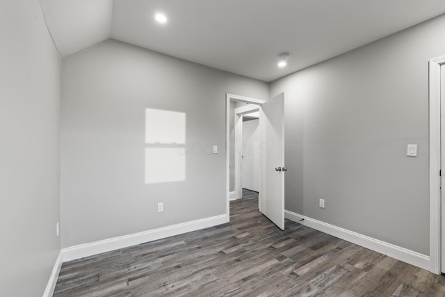 interior space with recessed lighting, baseboards, and wood finished floors