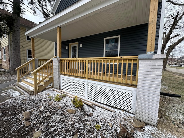 deck featuring covered porch