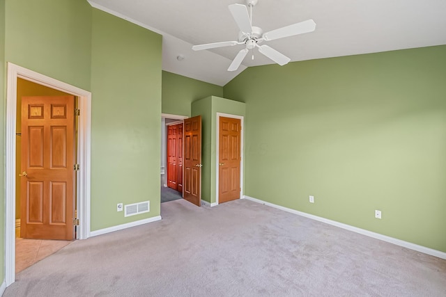 unfurnished bedroom featuring visible vents, baseboards, and carpet flooring