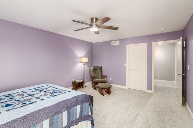 6148 Ryan Woods Way, Hilliard, OH 43026 - carpeted bedroom with visible vents, a ceiling fan, and baseboards