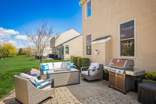 6148 Ryan Woods Way, Hilliard, OH 43026 - view of patio / terrace featuring an outdoor living space and a grill