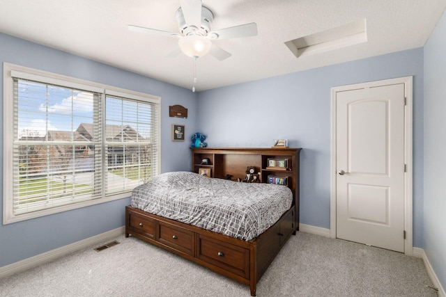 6148 Ryan Woods Way, Hilliard, OH 43026 - bedroom with baseboards, visible vents, and light colored carpet