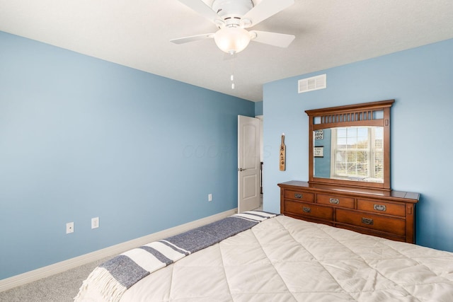 6148 Ryan Woods Way, Hilliard, OH 43026 - bedroom featuring baseboards, a ceiling fan, visible vents, and carpet