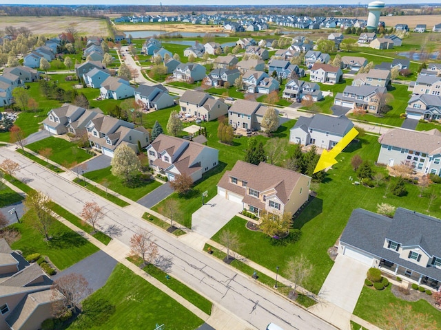 6148 Ryan Woods Way, Hilliard, OH 43026 - birds eye view of property with a residential view and a water view