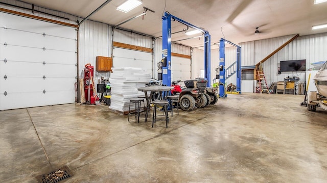 garage featuring metal wall