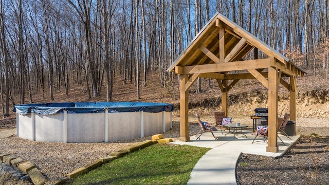 exterior space featuring a covered pool