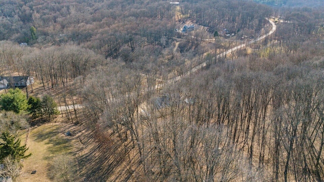 drone / aerial view with a forest view