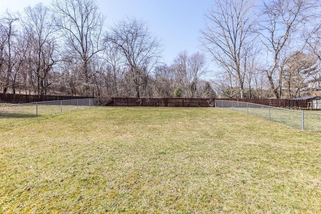 view of yard featuring a fenced backyard