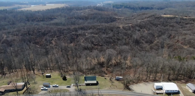 aerial view with a wooded view