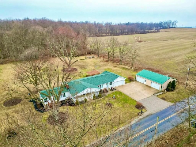 aerial view with a rural view