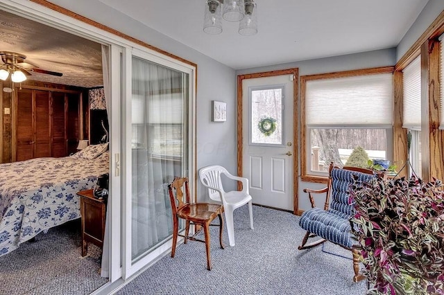 view of carpeted foyer entrance