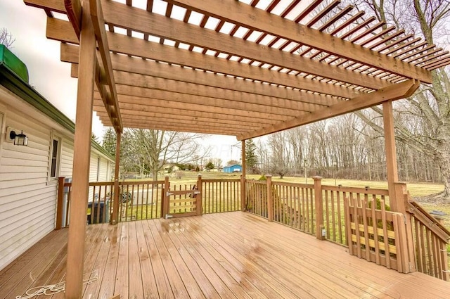 wooden terrace with a pergola