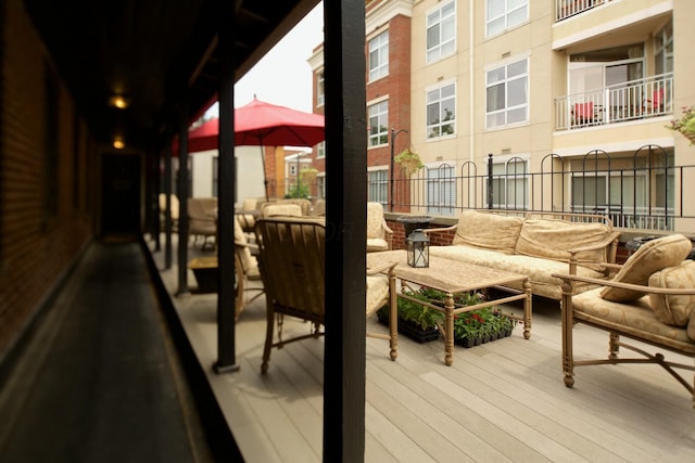 deck featuring an outdoor living space