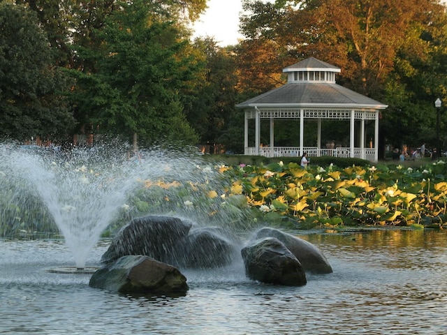 water view featuring a gazebo