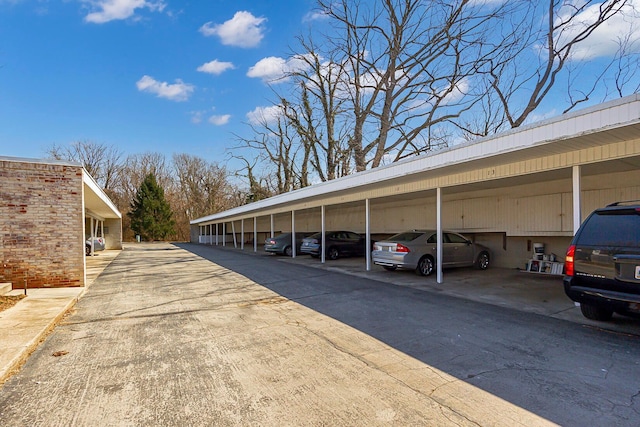 view of covered parking lot