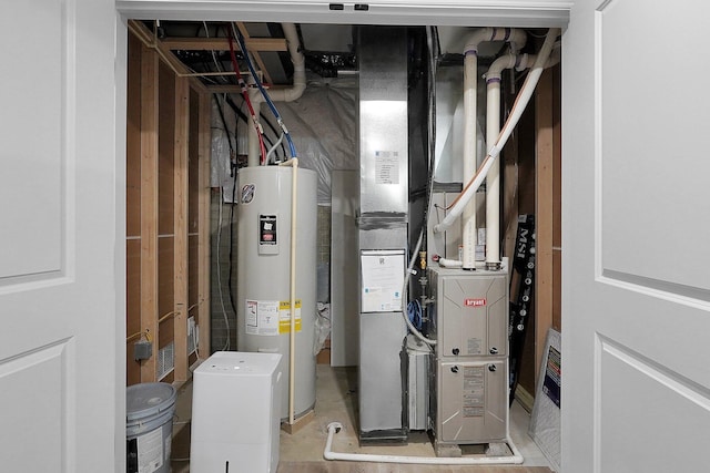 utility room with electric water heater