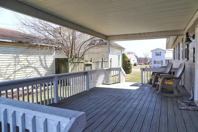 deck featuring fence