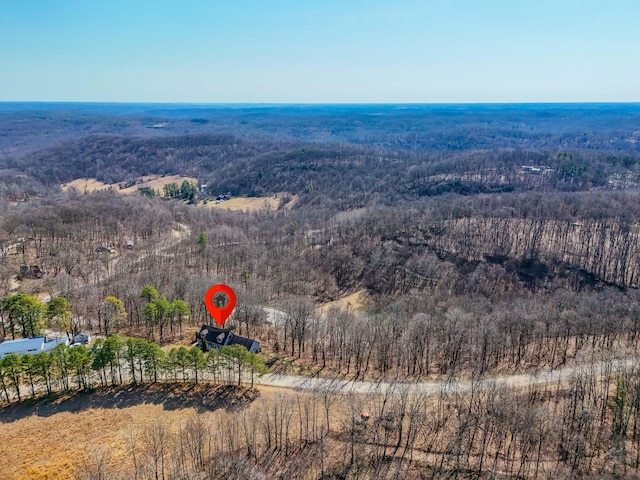 bird's eye view featuring a view of trees