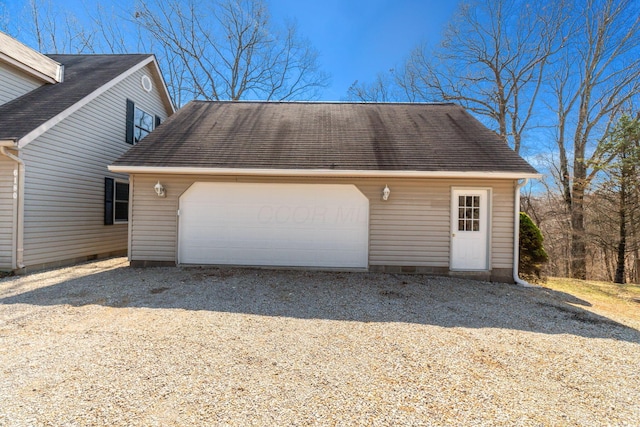 view of detached garage