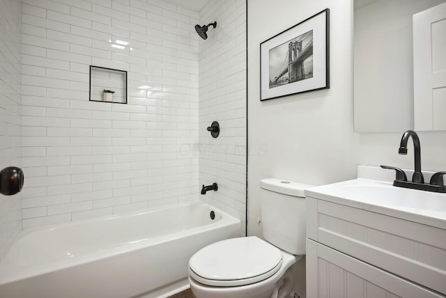 full bath with vanity, toilet, and shower / bath combination