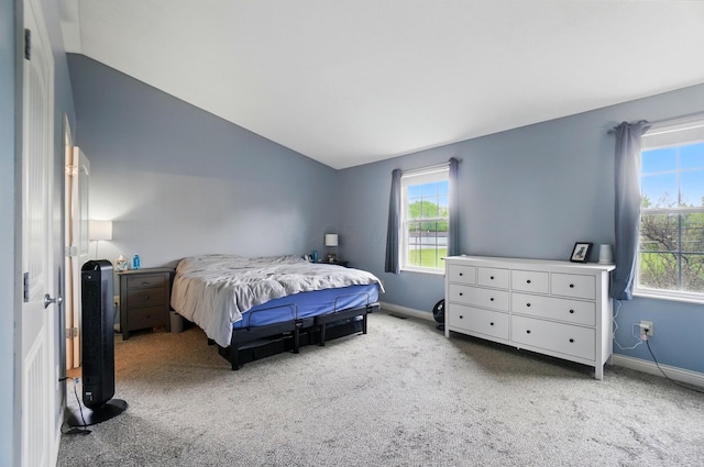 359 W Waterloo St, Canal Winchester, OH 43110 - bedroom with light carpet, multiple windows, lofted ceiling, and baseboards